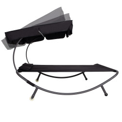 Dvojmiestne záhradné lehátko so strieškou SPRINGOS IBIZA čierne