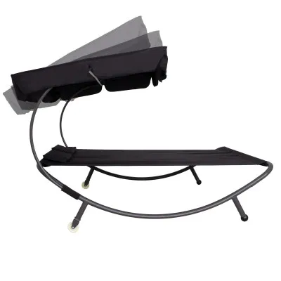 Dvojmiestne záhradné lehátko so strieškou SPRINGOS IBIZA čierne