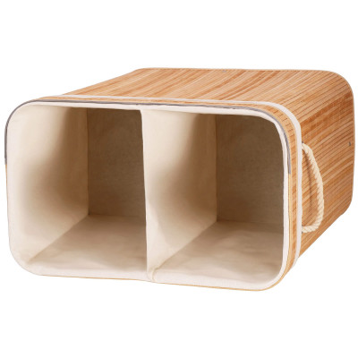 Kôš na bielizeň dvojdielny 100l SPRINGOS LUMORA bambus prírodný