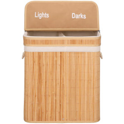Kôš na bielizeň dvojdielny 100l SPRINGOS LUMORA bambus prírodný