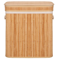 Kôš na bielizeň dvojdielny 100l SPRINGOS LUMORA bambus prírodný