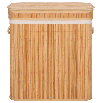 Kôš na bielizeň dvojdielny 100l SPRINGOS LUMORA bambus prírodný