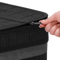 Kôš na bielizeň dvojdielny 100l SPRINGOS LUMORA bambus čierny