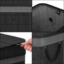 Kôš na bielizeň dvojdielny 100l SPRINGOS LUMORA bambus čierny