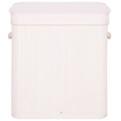 Kôš na bielizeň dvojdielny 100l SPRINGOS LUMORA bambus biely