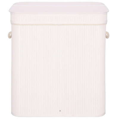 Kôš na bielizeň dvojdielny 100l SPRINGOS LUMORA bambus biely