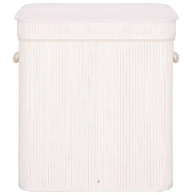 Kôš na bielizeň dvojdielny 100l SPRINGOS LUMORA bambus biely