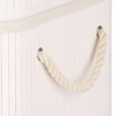 Kôš na bielizeň dvojdielny 100l SPRINGOS LUMORA bambus biely