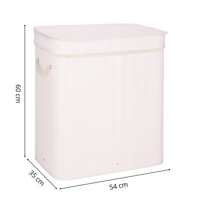 Kôš na bielizeň dvojdielny 100l SPRINGOS LUMORA bambus biely