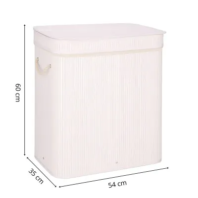 Kôš na bielizeň dvojdielny 100l SPRINGOS LUMORA bambus biely