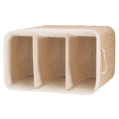 Kôš na bielizeň trojdielny 150l SPRINGOS ZANARI bambus prírodný