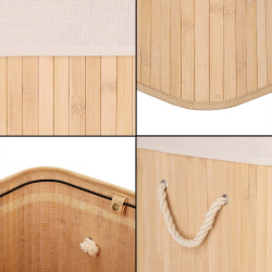 Kôš na bielizeň trojdielny 150l SPRINGOS ZANARI bambus prírodný