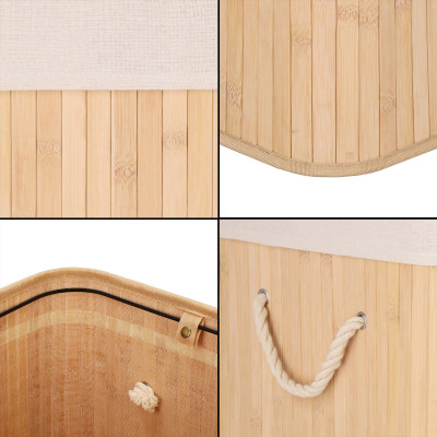 Kôš na bielizeň trojdielny 150l SPRINGOS ZANARI bambus prírodný