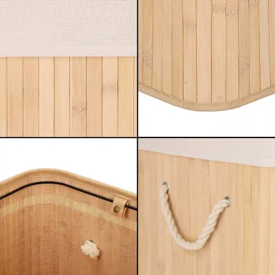 Kôš na bielizeň trojdielny 150l SPRINGOS ZANARI bambus prírodný