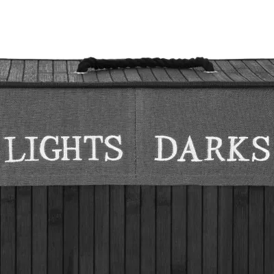 Kôš na bielizeň dvojdielny 100l SPRINGOS NUVIRA bambus čierny