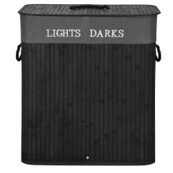 Kôš na bielizeň dvojdielny 100l SPRINGOS NUVIRA bambus čierny