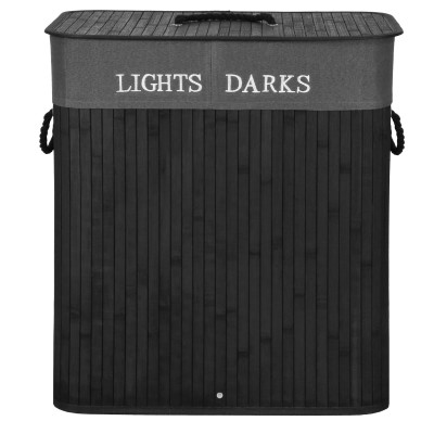 Kôš na bielizeň dvojdielny 100l SPRINGOS NUVIRA bambus čierny