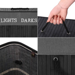 Kôš na bielizeň dvojdielny 100l SPRINGOS NUVIRA bambus čierny