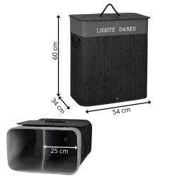 Kôš na bielizeň dvojdielny 100l SPRINGOS NUVIRA bambus čierny