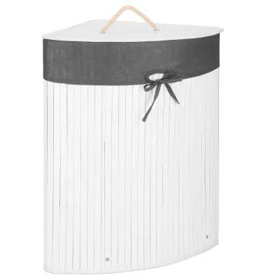 Kôš na bielizeň rohový 60l SPRINGOS MIREVA bambus biely