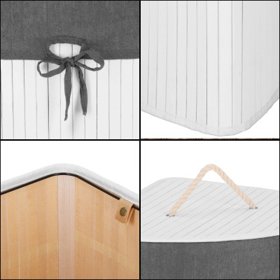 Kôš na bielizeň rohový 60l SPRINGOS MIREVA bambus biely