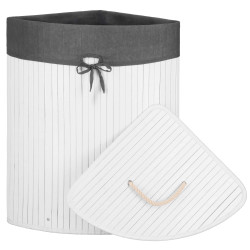 Kôš na bielizeň rohový 60l SPRINGOS MIREVA bambus biely