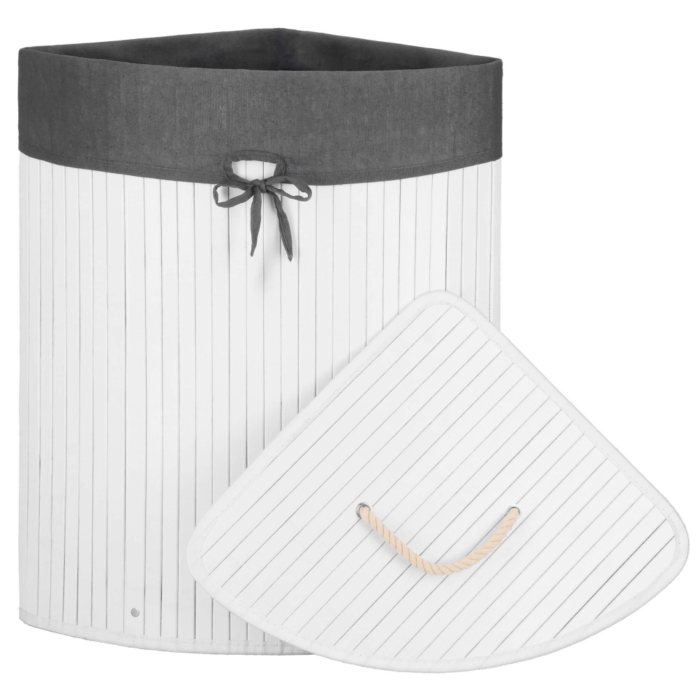 Kôš na bielizeň rohový 60l SPRINGOS MIREVA bambus biely