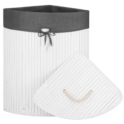 Kôš na bielizeň rohový 60l SPRINGOS MIREVA bambus biely