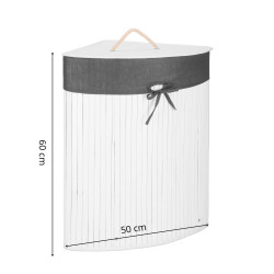 Kôš na bielizeň rohový 60l SPRINGOS MIREVA bambus biely