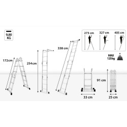 Multifunkčný rebrík 4x3 priečky DRABEST DU4x3 HOME 125 kg