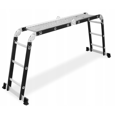 Multifunkčný rebrík 4x3 priečky + podlaha DRABEST DU4x3 STEEL 125 kg