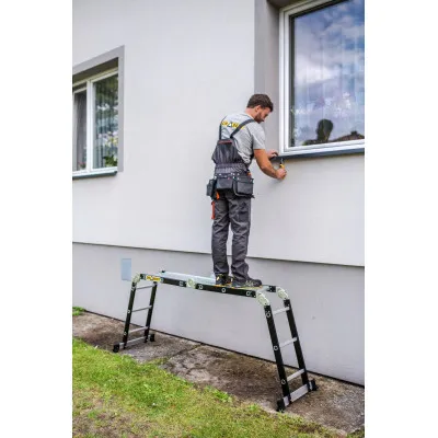 Multifunkčný rebrík 4x3 priečky + podlaha DRABEST DU4x3 STEEL 125 kg