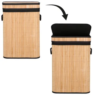 Kôš na bielizeň 72l SPRINGOS SOLANI bambus prírodný