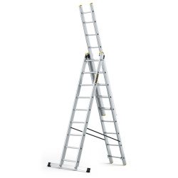 Hliníkový rebrík 3x9 priečok trojdielny DRABEST DW3-9 PRO