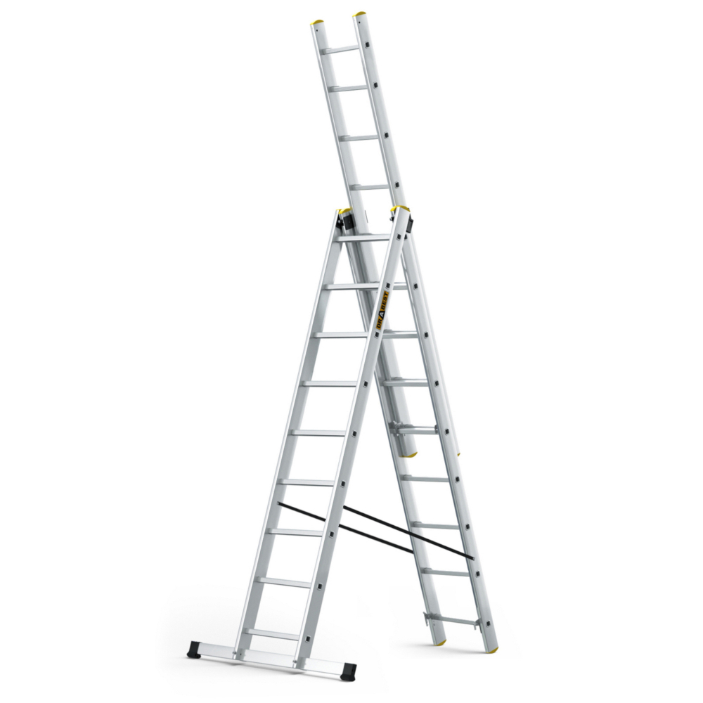 Hliníkový rebrík 3x9 priečok trojdielny DRABEST DW3-9 PRO