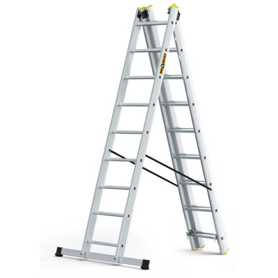 Hliníkový rebrík 3x9 priečok trojdielny DRABEST DW3-9 PRO