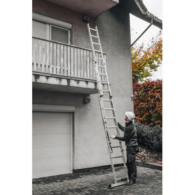 Hliníkový rebrík 3x9 priečok trojdielny DRABEST DW3-9 PRO