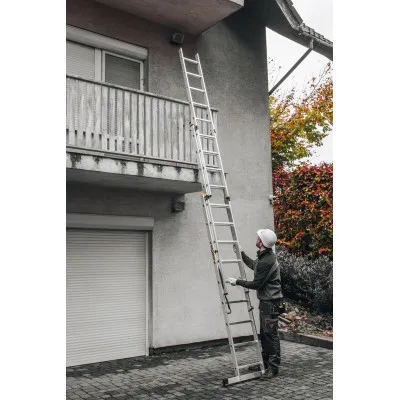 Hliníkový rebrík 3x9 priečok trojdielny DRABEST DW3-9 PRO