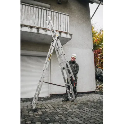 Hliníkový rebrík 3x9 priečok trojdielny DRABEST DW3-9 PRO