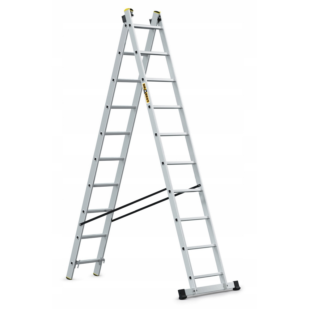 Hliníkový rebrík 2x10 priečok dvojdielny DRABEST DW2-10 PRO