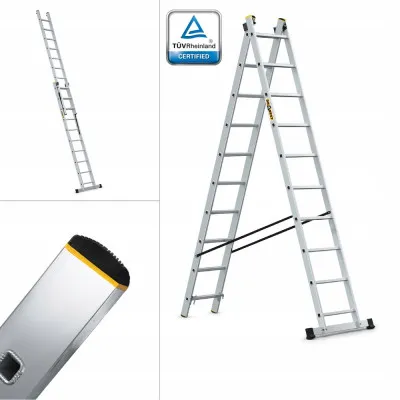 Hliníkový rebrík 2x10 priečok dvojdielny DRABEST DW2-10 PRO