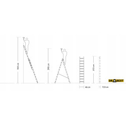 Hliníkový rebrík 2x10 priečok dvojdielny DRABEST DW2-10 PRO