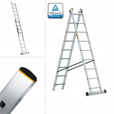 Hliníkový rebrík 2x9 priečok dvojdielny DRABEST DW2-9 PRO