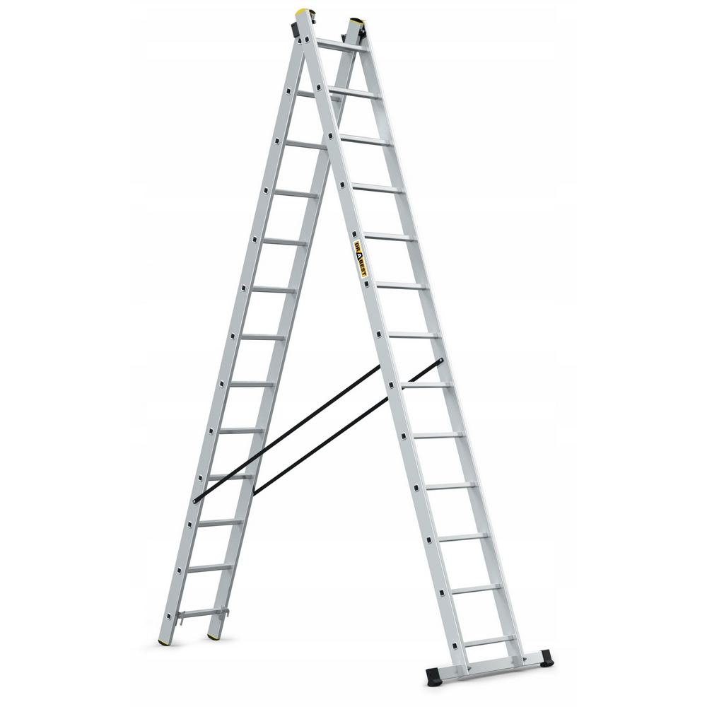 Hliníkový rebrík 2x13 priečok dvojdielny DRABEST DW2-13 PRO