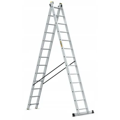 Hliníkový rebrík 2x13 priečok dvojdielny DRABEST DW2-13 PRO