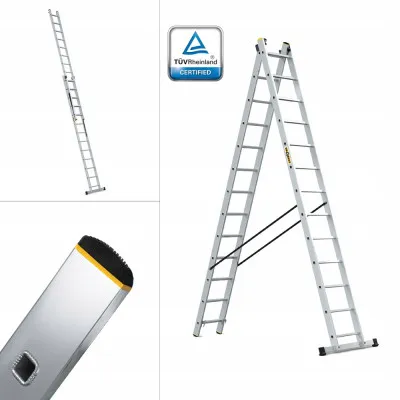 Hliníkový rebrík 2x13 priečok dvojdielny DRABEST DW2-13 PRO