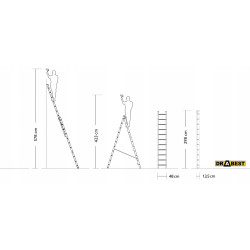 Hliníkový rebrík 2x11 priečok dvojdielny DRABEST DW2-11 PRO