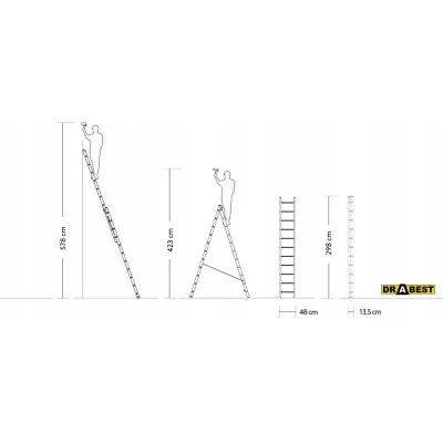 Hliníkový rebrík 2x11 priečok dvojdielny DRABEST DW2-11 PRO