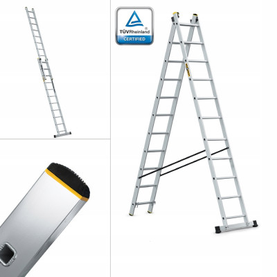 Hliníkový rebrík 2x11 priečok dvojdielny DRABEST DW2-11 PRO