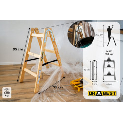 Drevené maliarske štafle 2x3 stupne obojstranné DRABEST DREW 2x3 PRO